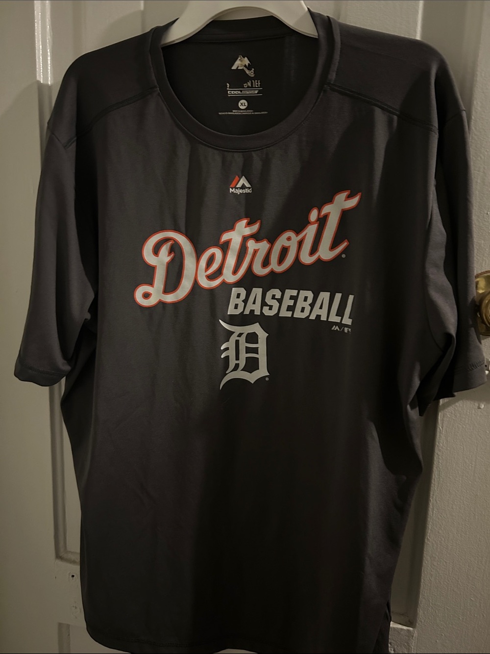 Majestic Detroit Baseball Charcoal Tee with Orange Accents